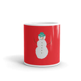 White glossy mug - Snowman with Hat