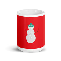 White glossy mug - Snowman with Hat